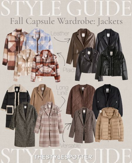 Build Your Fall Capsule Wardrobe: Jackets 🍁 
Building a wardrobe with quality staples will give you endless outfit combinations. A range of colors and cuts will ensure hundreds of fun look. I’ve gathered my favorite jackets for your fall and winter capsule wardrobe. Including plaid jackets, leather jackets, long line jackets, and versatile jackets.
Shop the closet essentials 👇🏼 🍁 
P.S All of these Abercrombie & Fitch pieces are 20% off right now! 🏃🏼‍♀️ 

Follow my shop @TheStyleSpotter on the @shop.LTK app to shop this post and get my exclusive app-only content!

#liketkit #LTKSeasonal #LTKstyletip #LTKsalealert
@shop.ltk
https://liketk.it/3NSKN

#LTKstyletip #LTKU #LTKSeasonal
