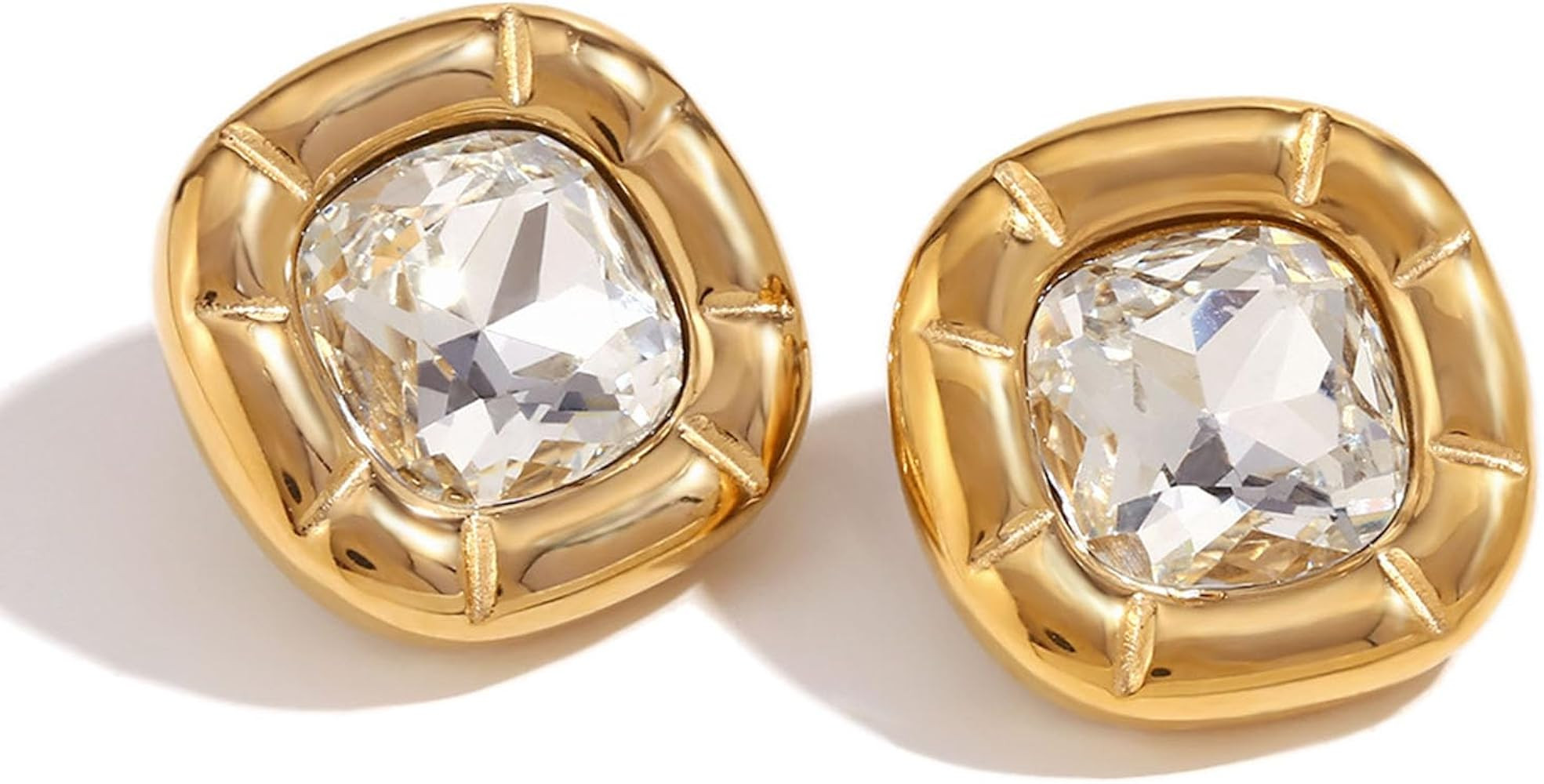 18K Gold Plated Stainless Steel Cubic Zirconia Jewelry Set for Women - Blue/Pink/Green/White Neck... | Amazon (US)