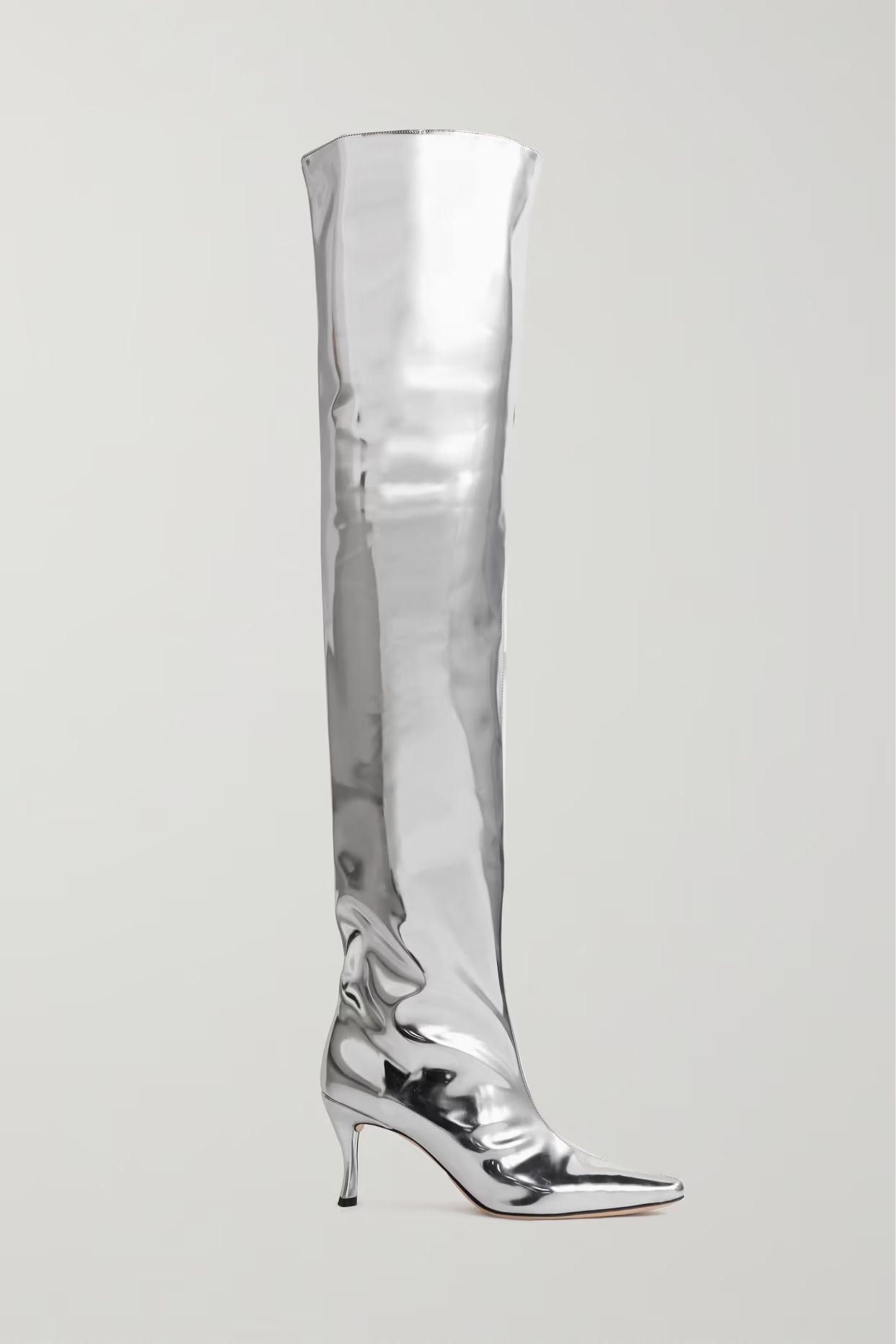 BY FAR - Stevie Metallic Coated-rubber Over-the-knee Boots - Silver | NET-A-PORTER (US)