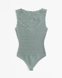 Women's Crochet Mosaic Tile Bodysuit | Women's Tops | Abercrombie.com | Abercrombie & Fitch (US)