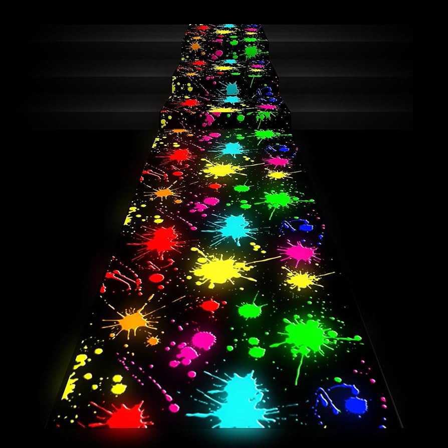 Haull 118 x 39 Inch Neon Light up Dance Floor Glow in The Dark Runner UV Reactive Blacklight Floo... | Amazon (US)