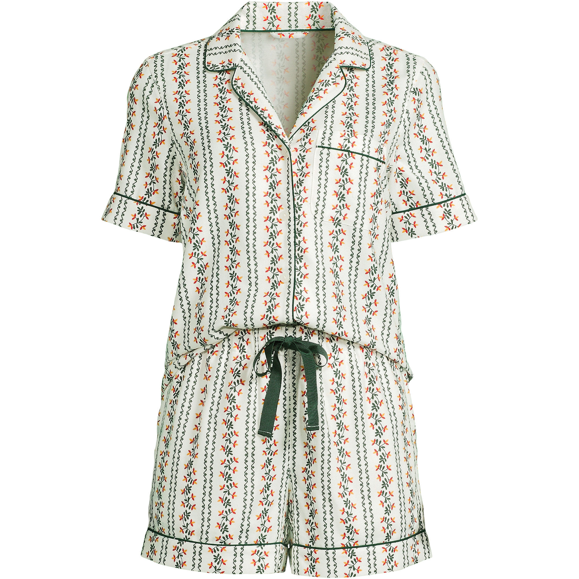 Women's Petite Drapey Flannel 2 Piece Pajama Set - Short Sleeve Top and Shorts | Lands' End (US)