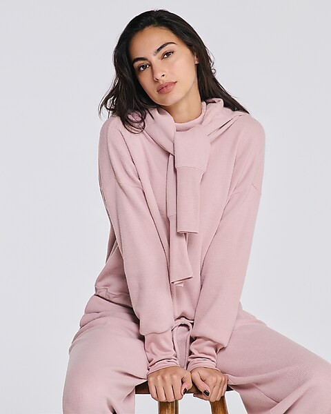 Waffle Mock Neck Long Sleeve Cinched Bottom Top | Express