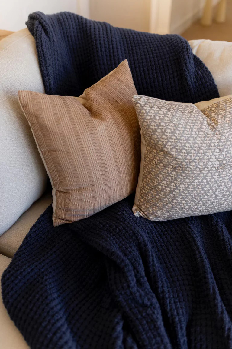 Navy Blue Waffle Blanket | Shop Staykation