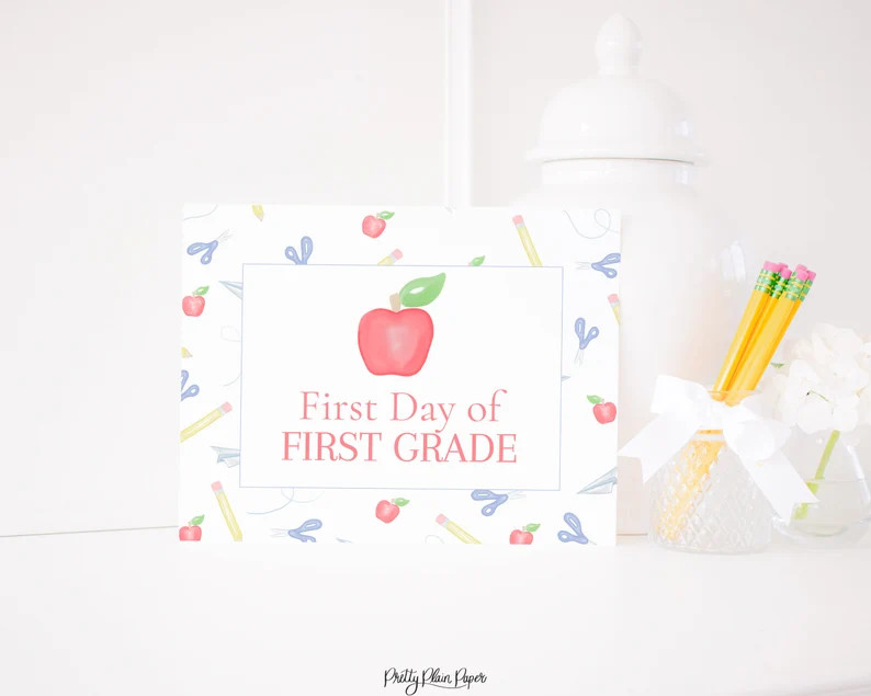 Watercolor First Day of School Sign | Watercolor 1st Day of School Sign | Printable & Editable | ... | Etsy (US)
