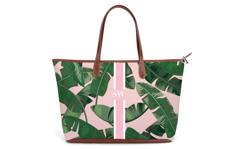 St. Anne Zippered Tote - Monogram Stripe | Barrington Gifts