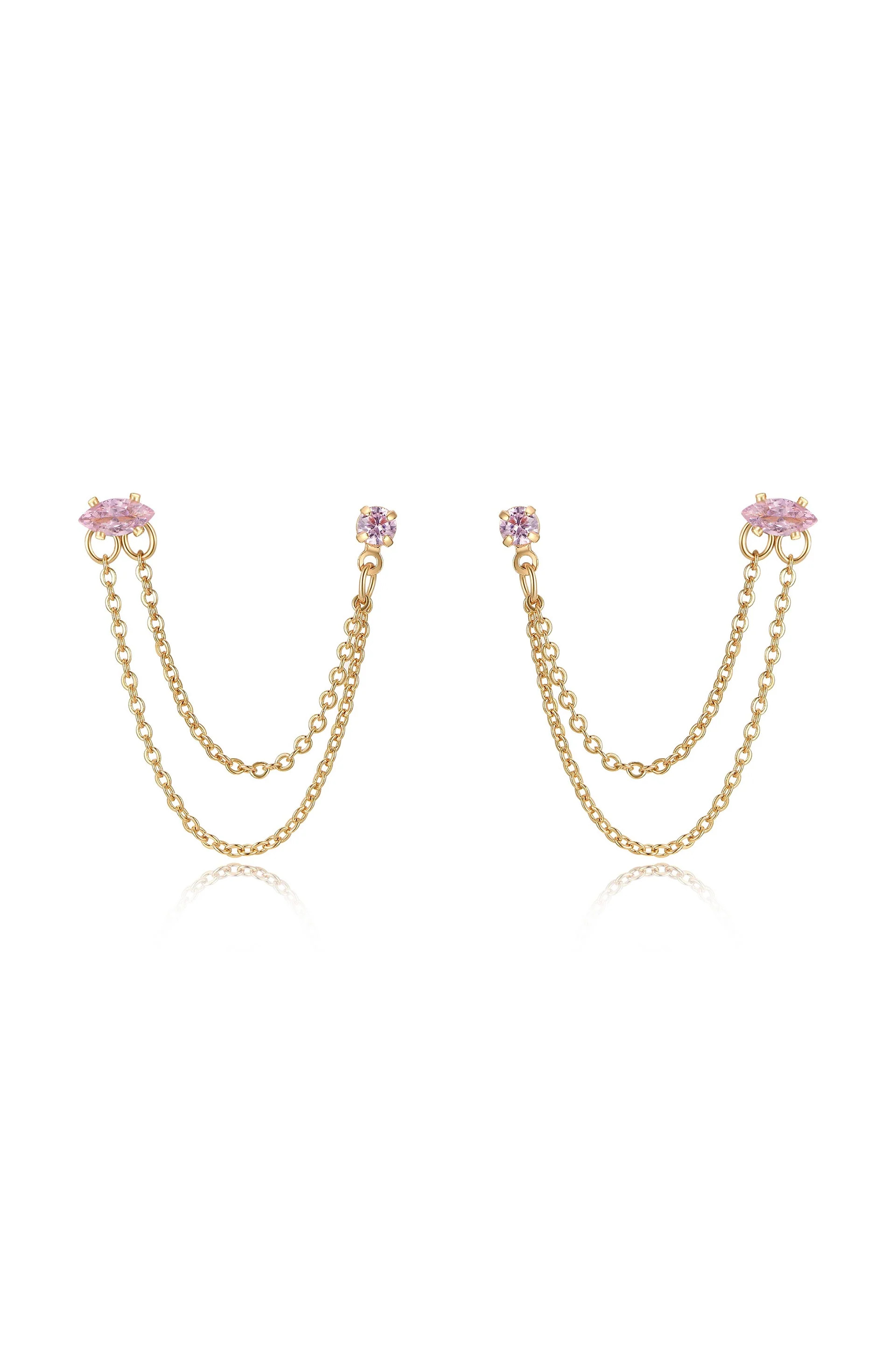 Double Piercing Chain Dangle Earrings | Ettika