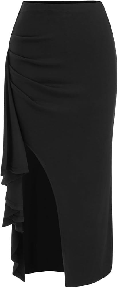 CIDER Womens Midi Skirts Slit Asymmetrical Ruched Skirts Bodycon Party Casual Elegant Going Out S... | Amazon (US)