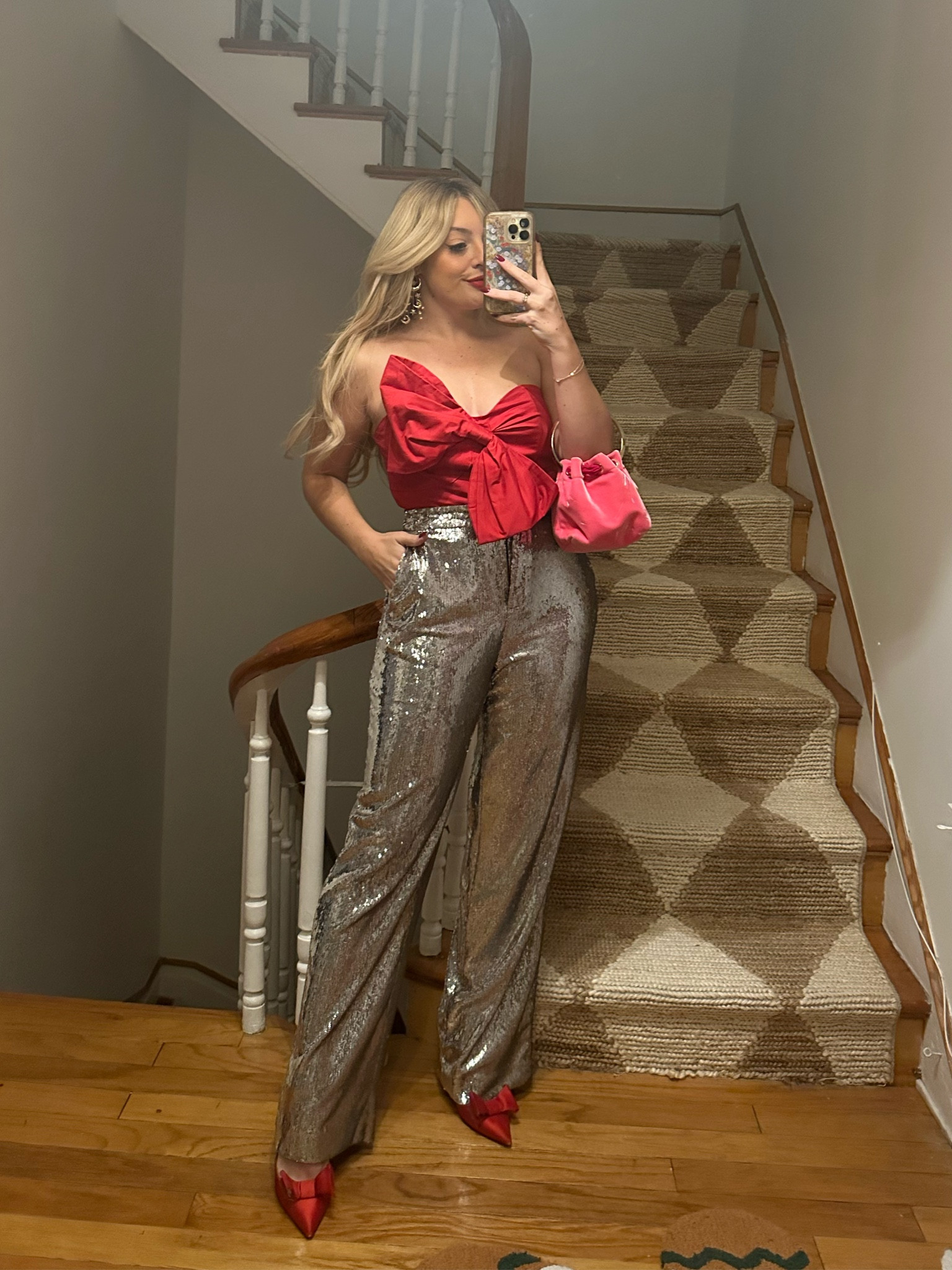 holiday party look - shop similar sequin pants red bow top Christmas 

#LTKfindsunder50 #LTKSeasonal #LTKHoliday