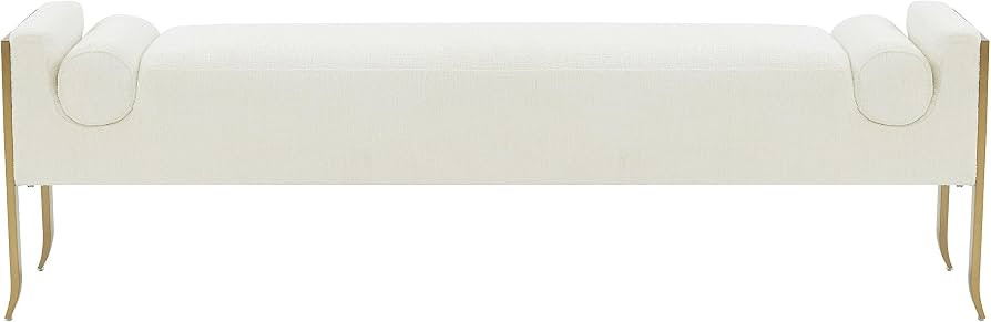 Tov Furniture INES Cream Textured Velvet Bench | Amazon (US)