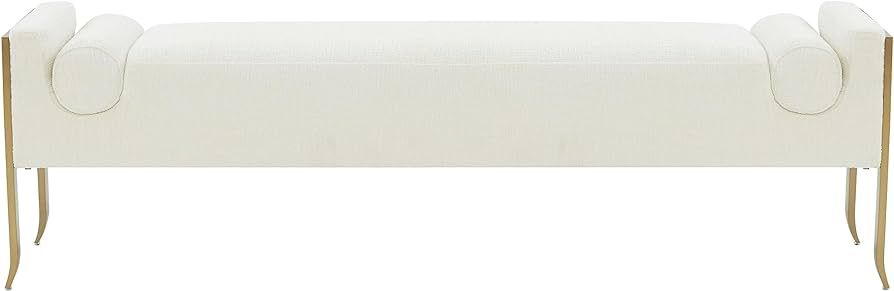 Tov Furniture INES Cream Textured Velvet Bench | Amazon (US)