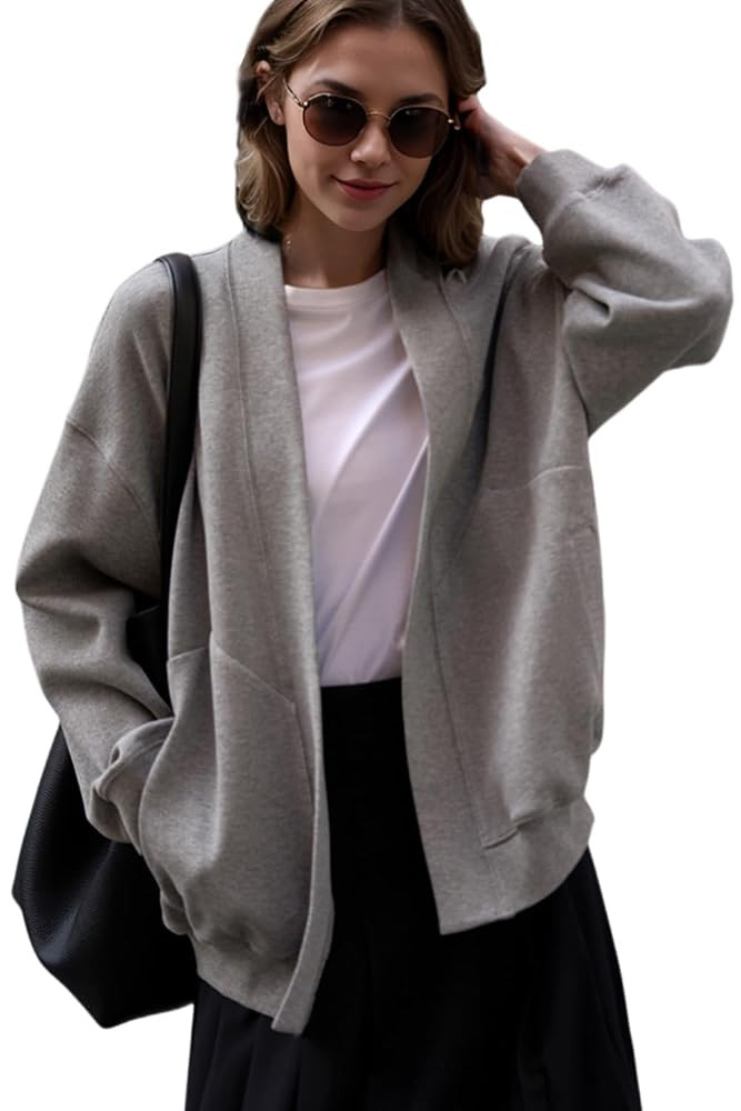 2025 Spring Streetwear Oversized Loose Lightweight Open Front Cardigan Sweaters for Women no Zip ... | Amazon (US)
