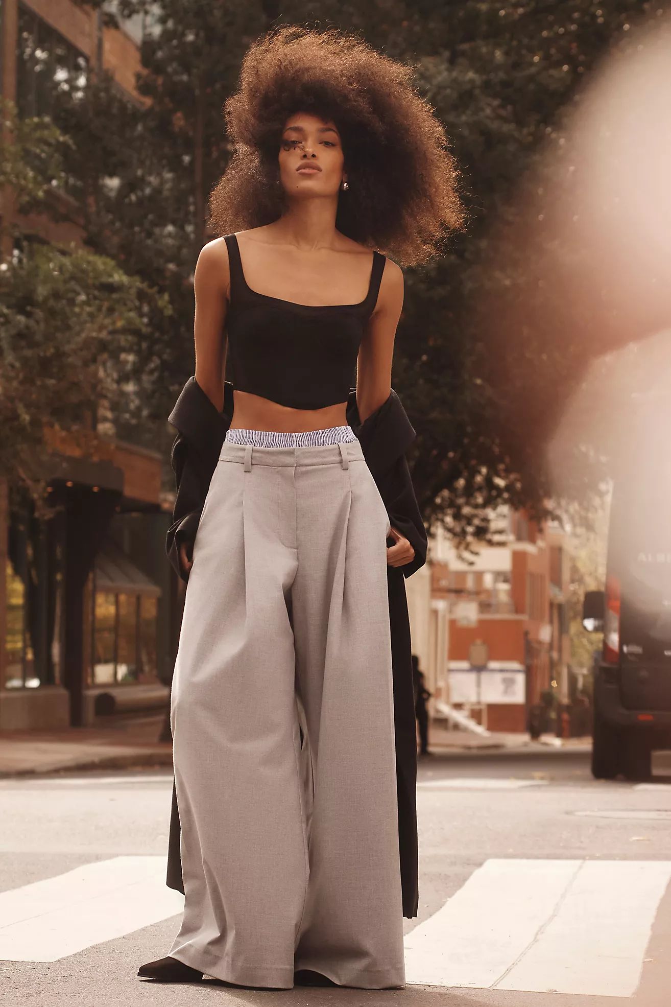 Maeve Boxer Detail Pleat-Front Trousers | Anthropologie (US)