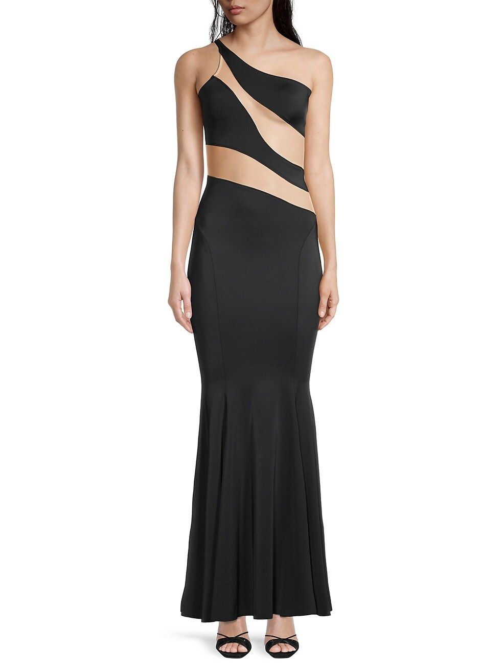 Norma Kamali Snake Mesh One-Shoulder Fishtail Gown | Saks Fifth Avenue