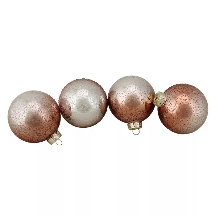 Northlight 4ct Brown and Silver Hand Blown Shiny Glass Christmas Ball Ornaments 3.25" (80mm) | Target