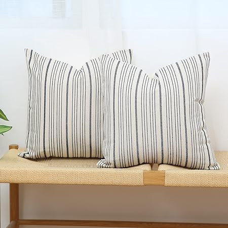 Kiuree Navy Blue and Cream Farmhouse Throw Pillow Covers 20 x 20, Modern Accent Square Decorativ... | Amazon (US)