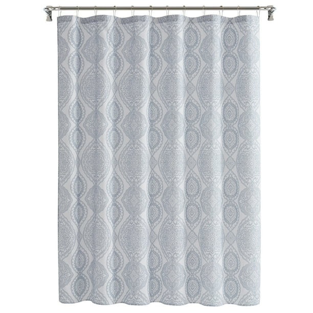 My Texas House Channing Damask Cotton-Rich Fabric Shower Curtain, 72" x 72", Grey - Walmart.com | Walmart (US)