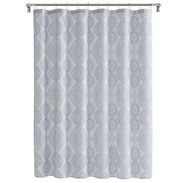 My Texas House Channing Damask Cotton-Rich Fabric Shower Curtain, 72" x 72", Grey - Walmart.com | Walmart (US)