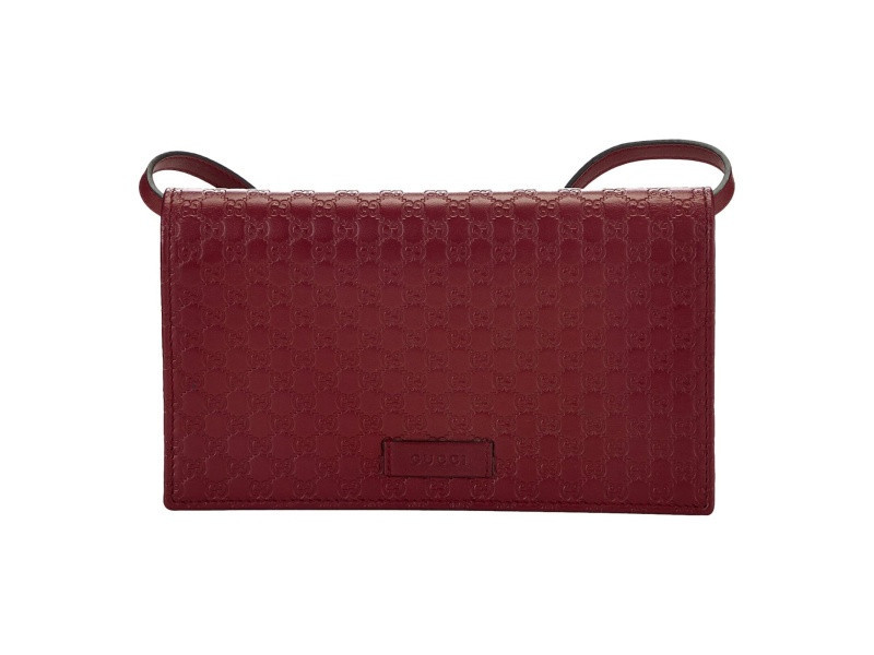 Gucci Microguccissma Red Wallet Crossbody Handbag | JTV Jewelry