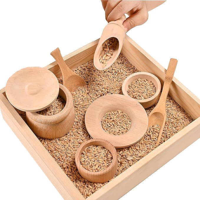 Sparkle Race Sensory Bin Tools with Wooden Box Tray Montessori Toys for Toddlers, Waldorf Toys, W... | Amazon (US)