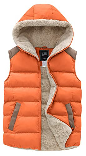 ZSHOW Women's Outerwear Vest Warm Thick Hooded Puffer Vest Fleece Jacket(Orange,Small) | Amazon (US)