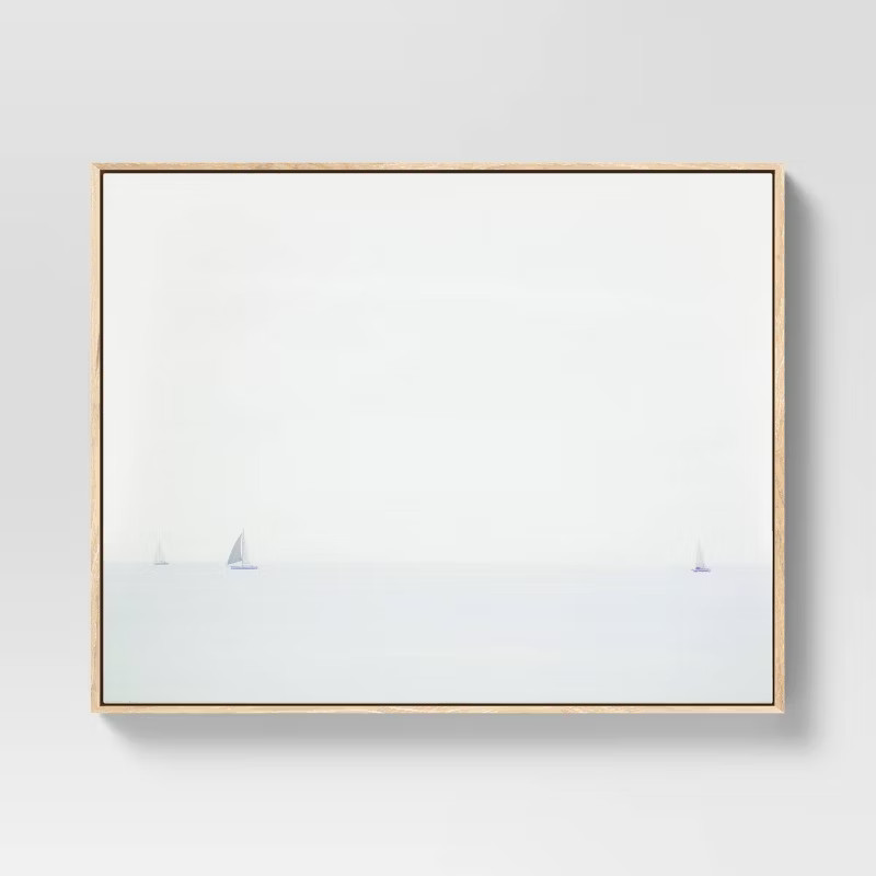 30" x 24" Sailboats Scene Framed Wall Canvas Whitewashed - Threshold™ | Target