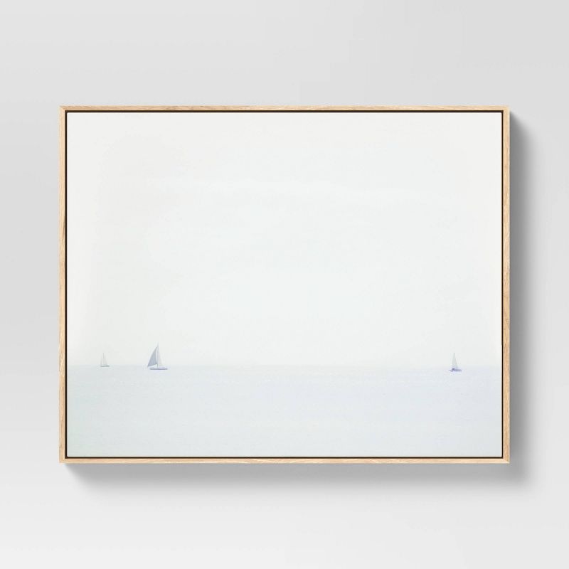 30&#34; x 24&#34; Sailboats Scene Framed Wall Canvas Whitewashed - Threshold&#8482; | Target