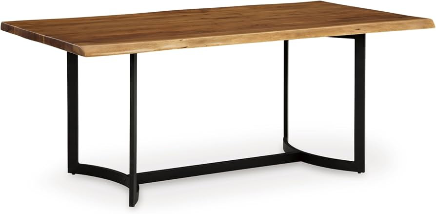 Signature Design by Ashley Fortmaine Contemporary Dining Table with Natural Live Edge, Light Brow... | Amazon (US)