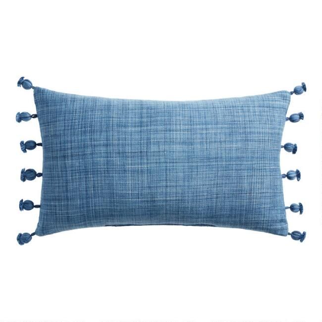 Woven Tasseled Indoor Outdoor Lumbar Pillow | World Market