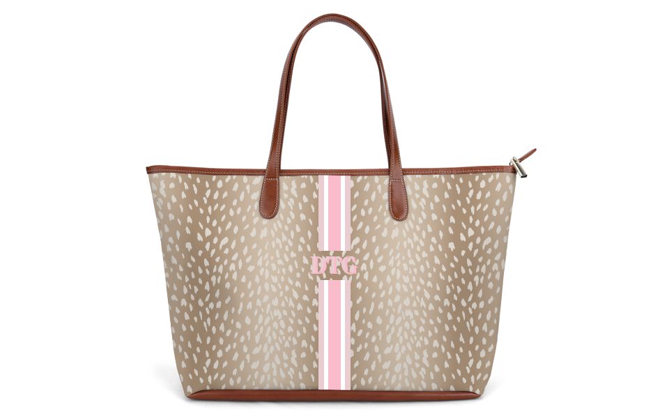 St. Anne Zippered Tote - Monogram Stripe | Barrington Gifts