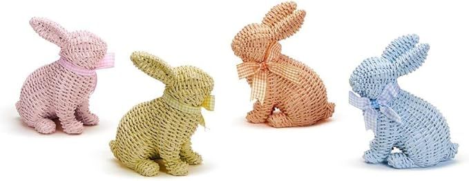 Two's Company Pretty Pastels Basket Weave Pattern Bunny w/Bow Easter Decor in 4 Asst Colors | Amazon (US)
