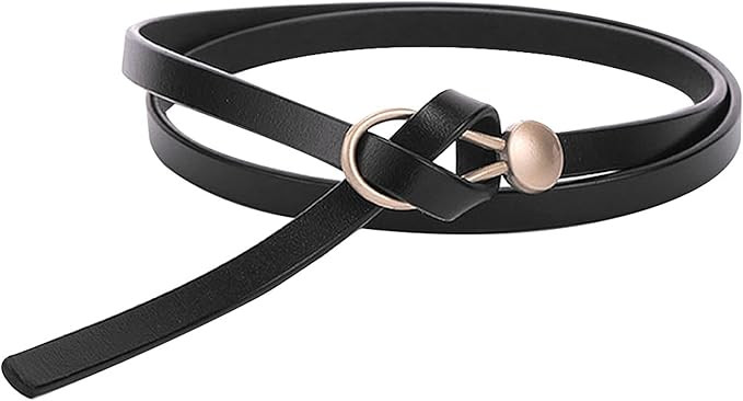 Women's Leather Belt Dress Belt Fashion Skinny Belt Tie A Knot Leather Waist Belt Knotted Decorat... | Amazon (US)