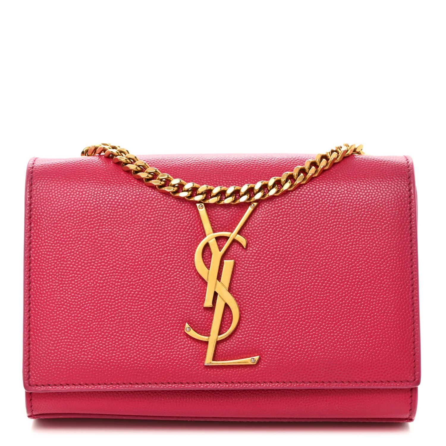 SAINT LAURENT Grain De Poudre Small Monogram Kate Satchel Bubblegum | FASHIONPHILE (US)