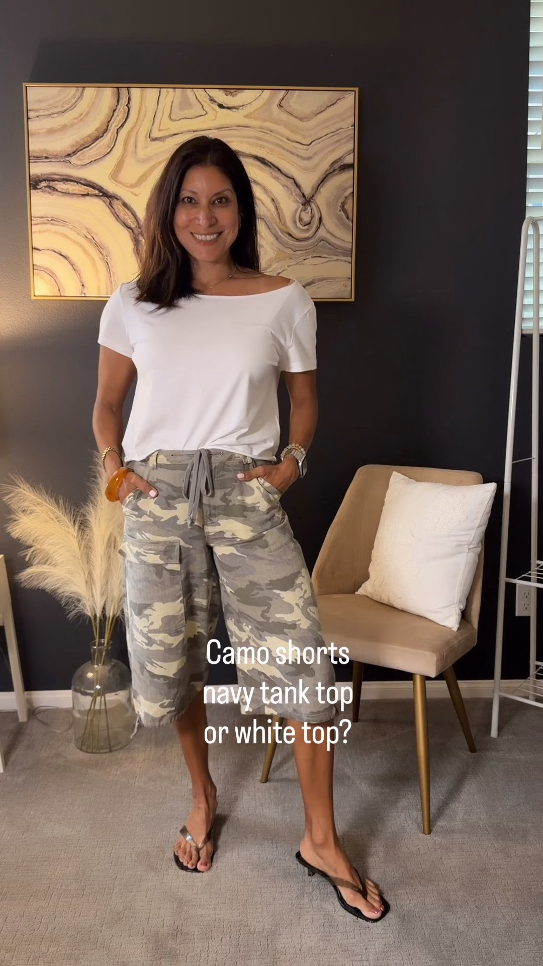I could go either way. 
Tank or white top? 

Wearing xs in shorts 
Med in white top 
Small in tank

#LTKSeasonal #LTKOver40 #LTKPetite