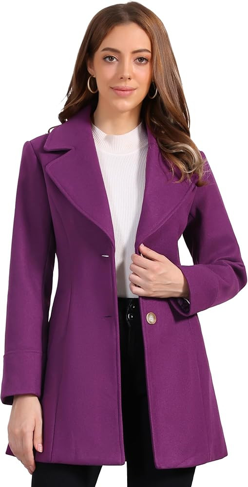 Allegra K Women's Elegant Overcoat Notched Shawl Collar Single Breasted Outerwear Winter Long Coa... | Amazon (US)