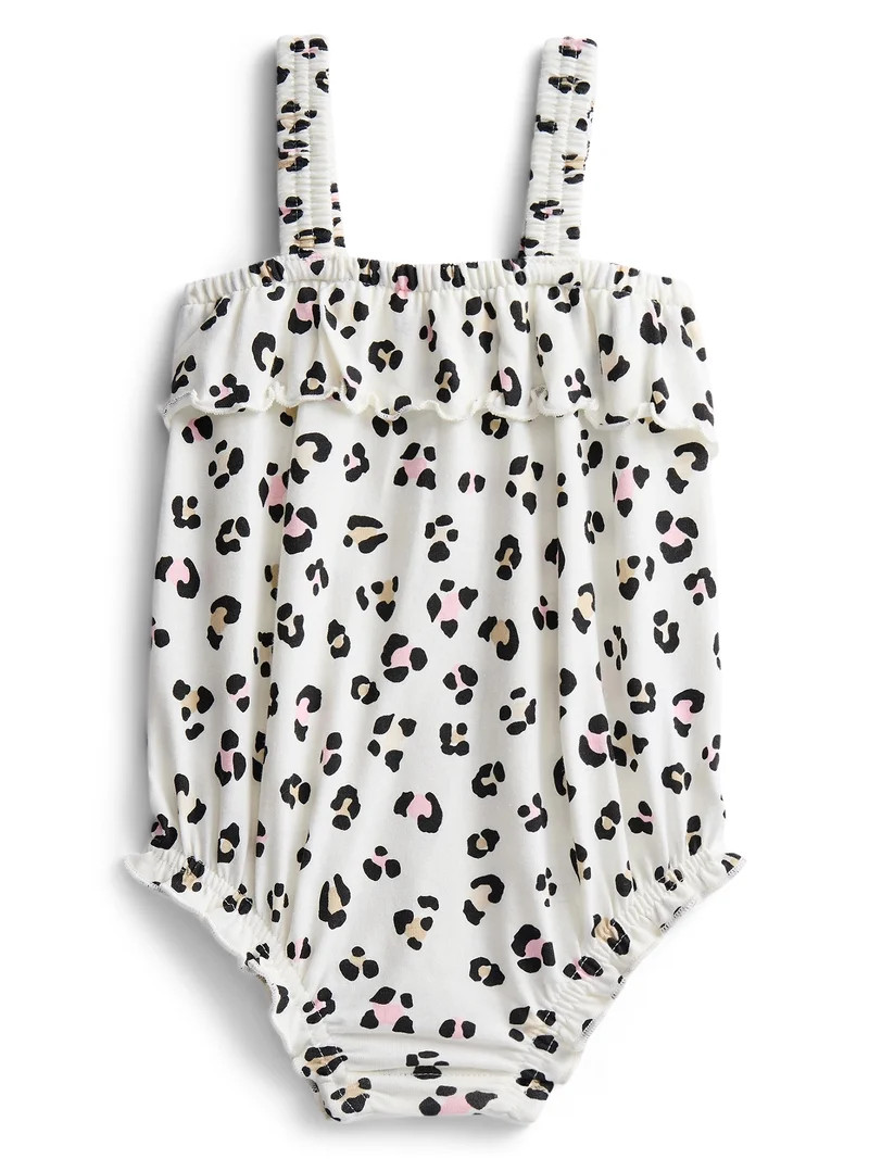 Wonder Nation Baby Girls' Ruffle Print Tank Romper, Sizes 0M-24M | Walmart (US)