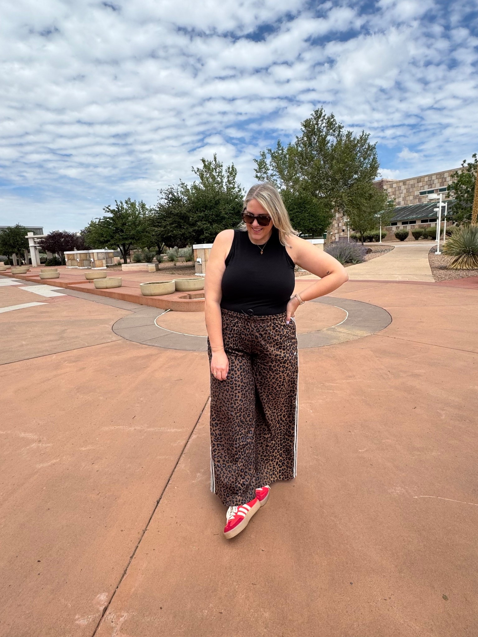 OBSESSED with these track pants. Giving me Gwen Steffani in No Doubt vibes  Tall girl friendly too! 

#LTKStyleTip #LTKShoeCrush #LTKMidsize