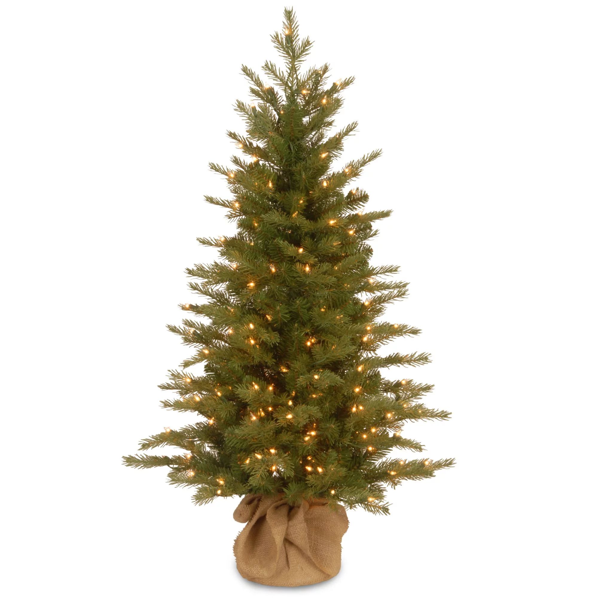 Pre-Lit 4' Feel-Real Nordic Spruce Small Artificial Christmas Tree in Burlap with 200 Clear Light... | Walmart (US)
