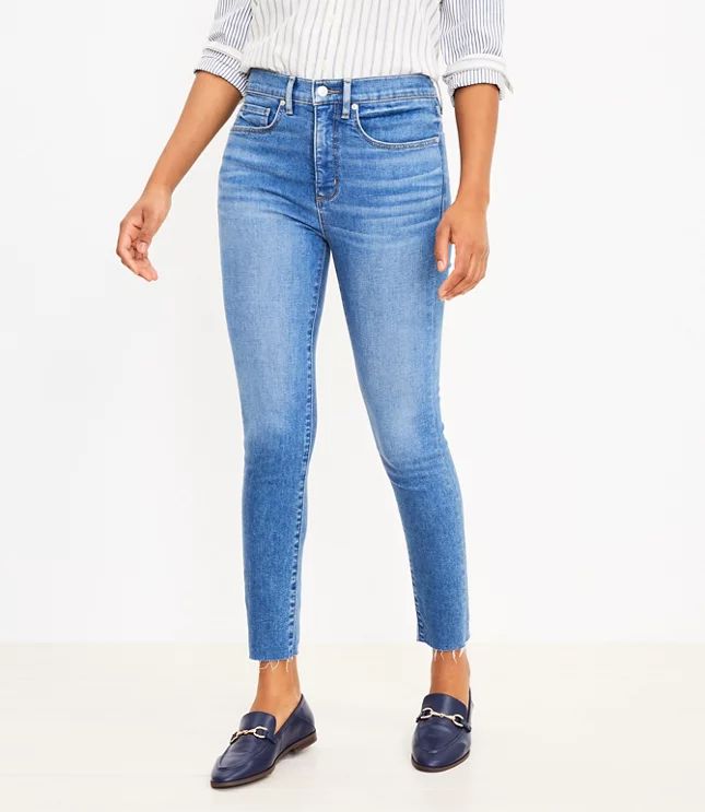 Curvy Fresh Cut High Rise Skinny Jeans in Mid Indigo Wash | LOFT