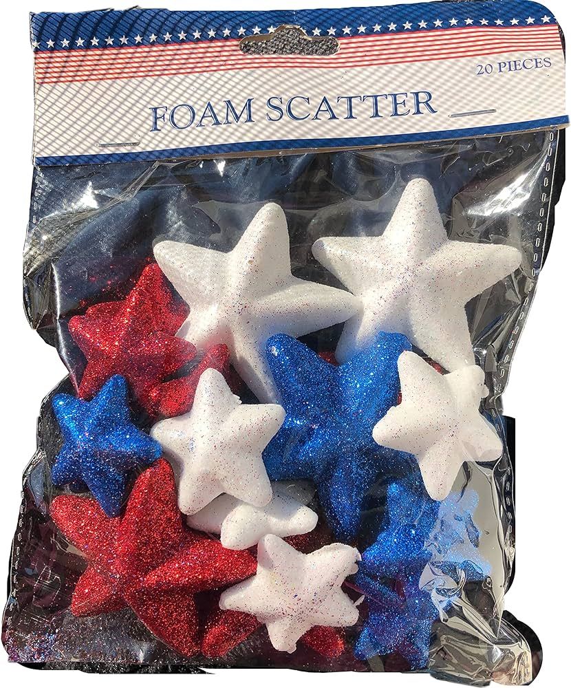 Red White and Blue Glitter Stars Fourth of July Confetti and Foam Scatter | Amazon (US)