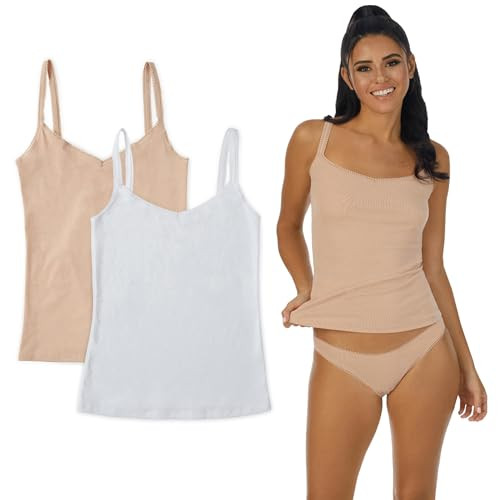 OnGossamer Cabana Cotton Camisole 2 Pack Multipack, Multicolored, Medium Champagne/White | Amazon (US)