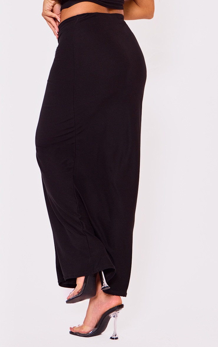 Black Soft Touch Low Rise Maxi Skirt | PrettyLittleThing US