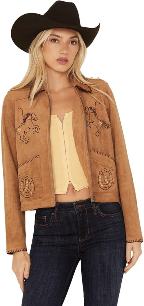 Idyllwind Women's Kileen Embroidered Faux Suede Jacket - IWSP25O3-TAN US | Amazon (US)