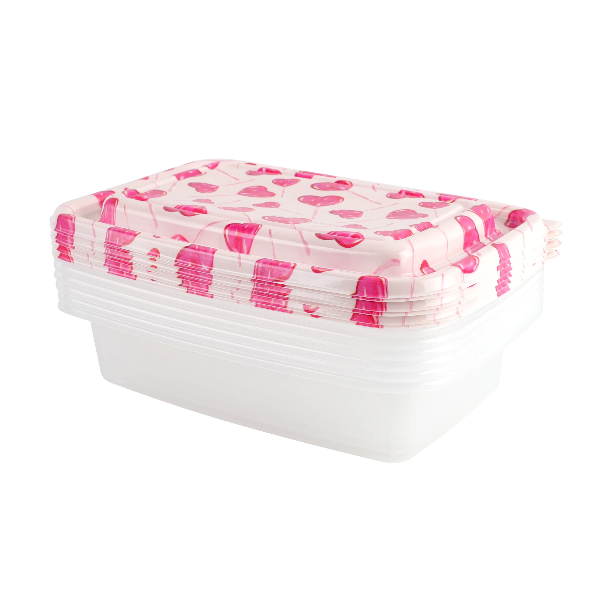 Cook with Color, Valentine’s Printed Food Storage Containers with Lids, 12 Piece Set, 6 Rectang... | Walmart (US)