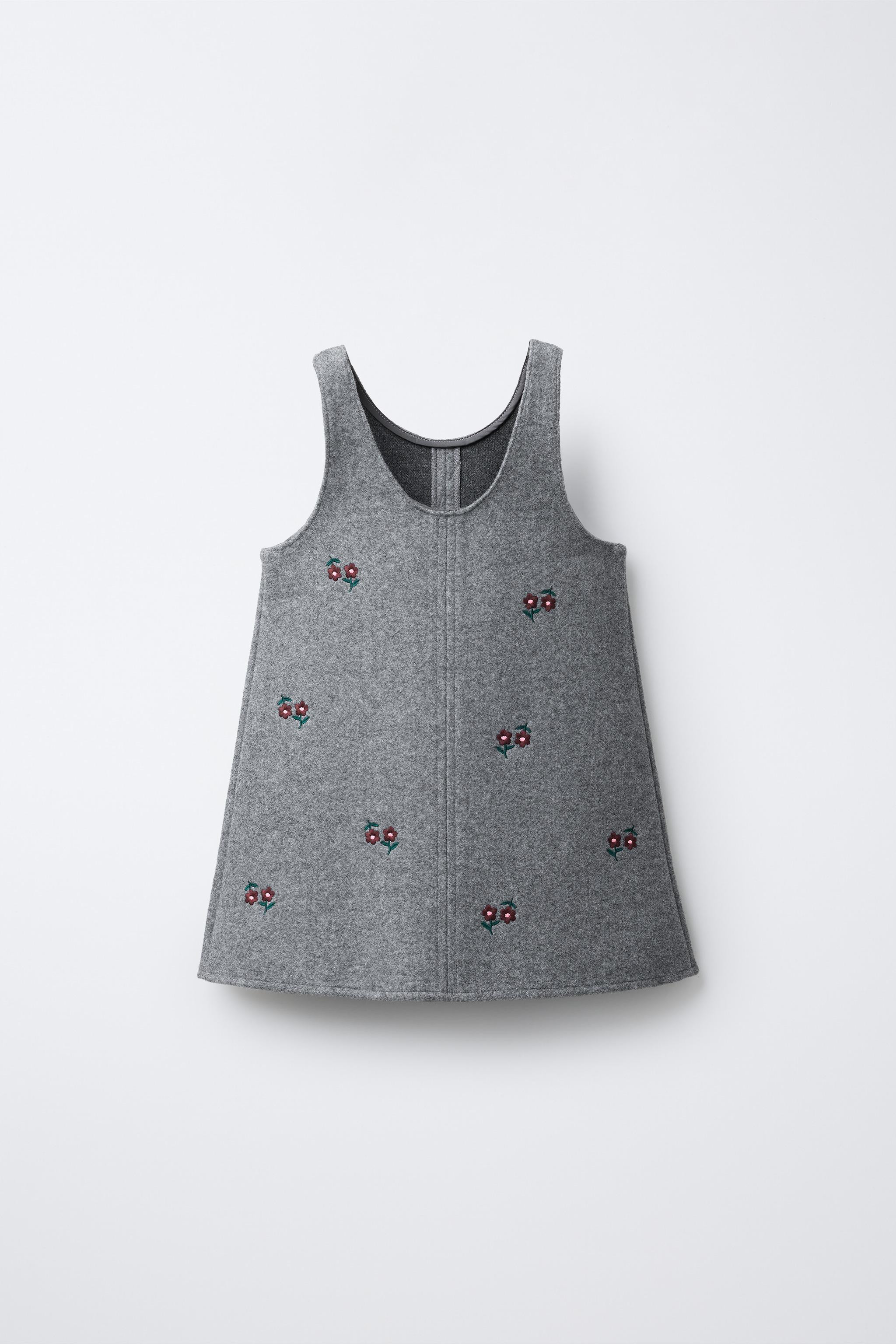 TEXTURED EMBROIDERED FLOWER PINAFORE DRESS | Zara US