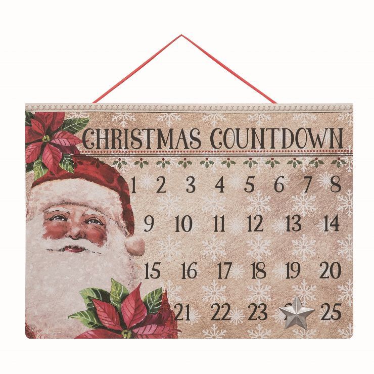 Transpac Wood White Christmas Beaded Countdown Advent Calendar with Star Magnet | Target