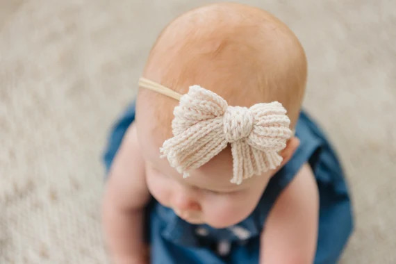 Thick Chunky Sweater Knit Hair Bows Small Hair Clip Minimal - Etsy | Etsy (US)