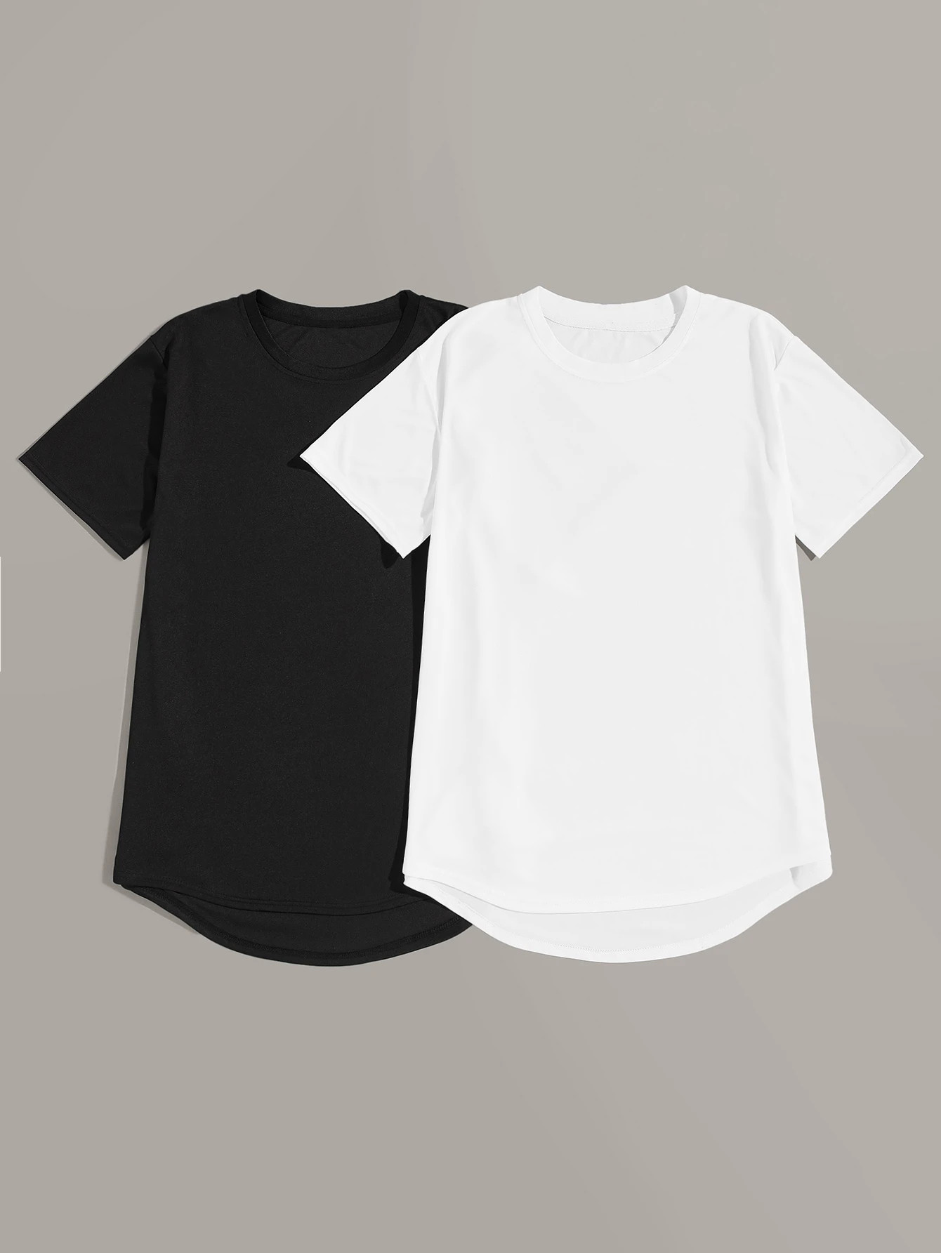 Men Dip Hem Solid Basics Tee 2pcs | SHEIN