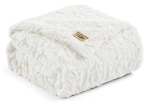 UGG 10483 Adalee Soft Faux Fur Reversible Accent Throw Blanket Luxury Cozy Fluffy Fuzzy Hotel Style Boho Home Decor Soft Luxurious Comfy Blankets for Couch, 70 x 50-Inch, Natural | Amazon (US)