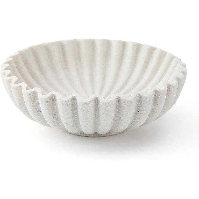 Large Decorative Bowl, Resin Fruit Bowl for Kitchen Counter, Scalloped Ruffle Entryway Bowl, 10 I... | Walmart (US)